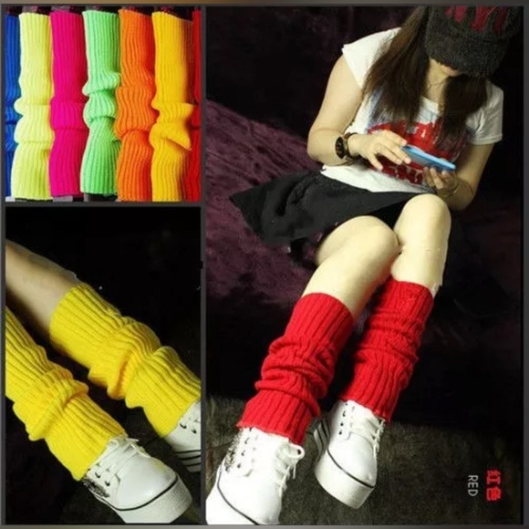 LEG WARMERS Knitted Women's Costume Neon Fluro
Dance Party Knit Sexy 80's Yoga - Picture 8 of 11